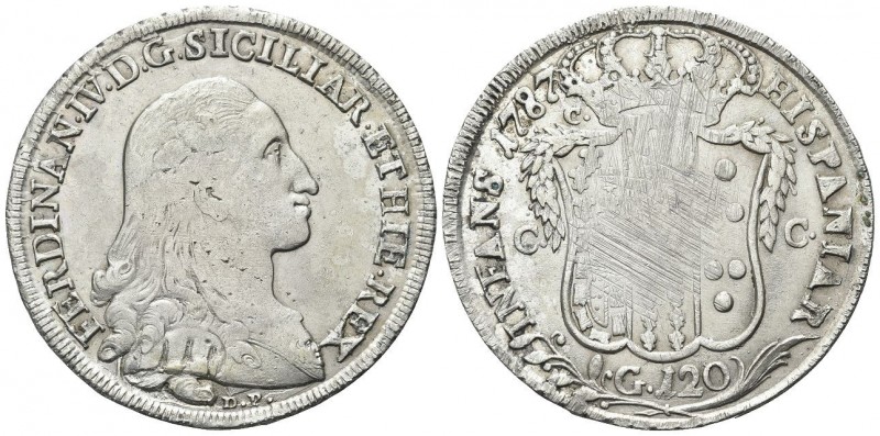 NAPOLI
Ferdinando IV (I) di Borbone, 1759-1816.
Piastra da 120 Grana 1787, sig...