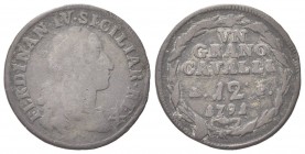 NAPOLI
Ferdinando IV (I) di Borbone, 1759-1816.
Grano 1791.
Æ
gr. 5,51
Dr. FERDINANDVS IV SICILIAR REX. Busto corazzato a d., con capelli fluenti...