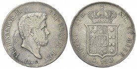 NAPOLI
Ferdinando II di Borbone, 1830-1859.
Piastra da 120 Grana 1845.
Ag
gr. 27,28
Dr. Testa barbuta a d.; sotto, la data.
Rv. Stemma coronato....