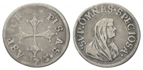 PISA
Cosimo III de’Medici, Granduca di Toscana, 1670-1723.
Mezzo Giulio 1715.
Ag
gr. 1,20
Dr. ASPICE PIS AS. Croce pisana.
Rv. SVP OMNES SPECIOS...