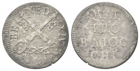 ROMA
Benedetto XIV (Prospero Lorenzo Lambertini), 1740-1758.
Quattro Baiocchi 1748.
Mi
gr. 3,33
Dr. BE - NED - XIV. Chiavi decussate; sotto, 1 - ...