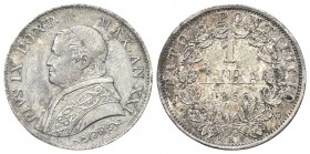 ROMA
Pio IX (Giovanni Maria Mastai Ferretti), 1846-1878.
Lira 1866 a. XXI, busto medio.
Ag
gr. 4,98
Dr. Busto a s. piccolo con zucchetto.
Rv. Va...