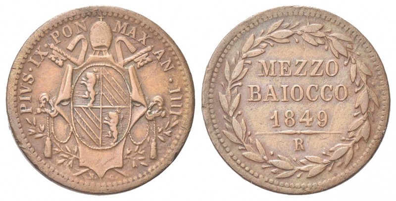 ROMA
Pio IX (Giovanni Maria Mastai Ferretti), 1846-1878.
Mezzo Baiocco 1849 a....