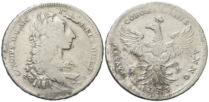 SICILIA
Carlo di Borbone, 1734-1759.
12 Tarì 1735 dell’Incoronazione, coniata ...