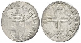 SAVOIA ANTICHI
Emanuele Filiberto Duca, 1553-1580.
2 Grossi, I Tipo.
Mi
gr. 2,97
Dr. E PHILIBERTVS DVX SABAVDI, Scudo sabaudo con corona di 5 fio...
