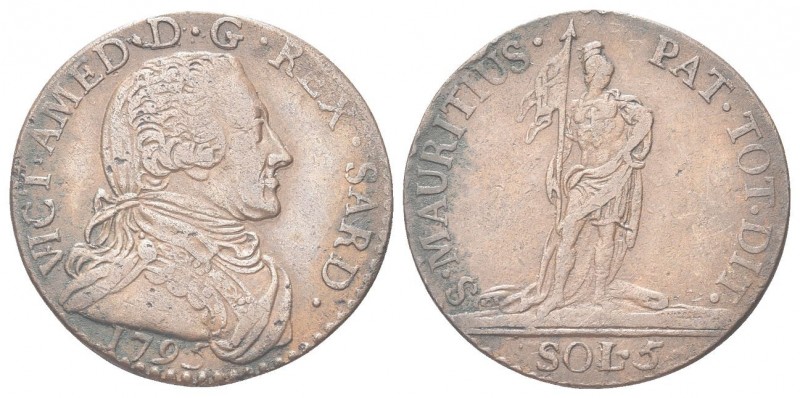 REGNO DI SARDEGNA
Vittorio Amedeo III, 1773-1796.
5 Soldi 1795.
Æ
gr. 5,35
...