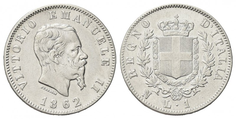 REGNO D’ITALIA
Vittorio Emanuele II, 1861-1878.
Lira 1862 Napoli, I° Tipo.
Ag...