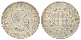 REGNO D’ITALIA
Vittorio Emanuele II, 1861-1878.
50 Centesimi 1863 Torino, I° Tipo.
Ag
Dr. Testa del sorvano rivolta a d.
Rv. Stemma sabaudo croci...