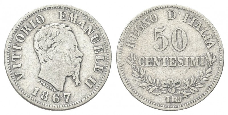 REGNO D’ITALIA
Vittorio Emanuele II, 1861-1878.
50 Centesimi 1867 Torino, II° ...