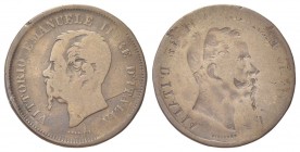 REGNO D’ITALIA
Vittorio Emanuele II, 1861-1878.
Curiosità, 5 Centesimi incuso.
Cu
Dr. Testa del sovrano rivolta a s.
Rv. Valore e data su tre rig...