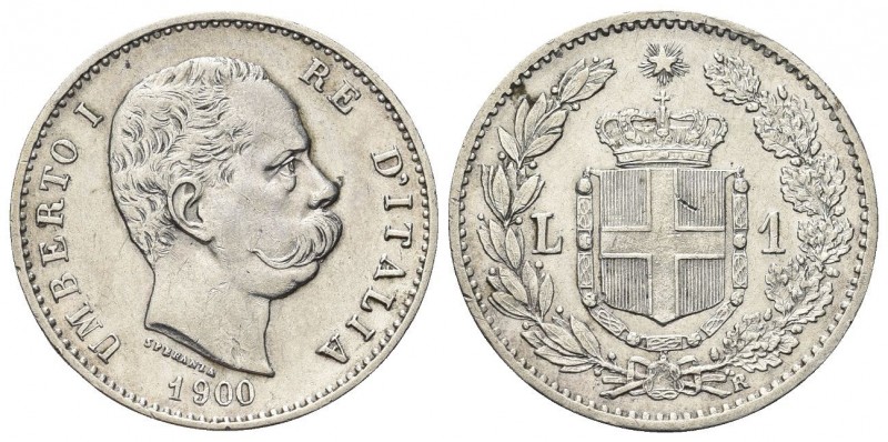 REGNO D’ITALIA
Umberto I, 1878-1900.
Lira 1900 Roma.
Ag
Dr. Testa del sovran...