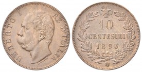 REGNO D’ITALIA
Umberto I, 1878-1900.
10 Centesimi 1893 Birmingham.
Cu
Dr. Testa del sovrano rivolta a s. 
Rv. Su tre righe valore e data, circond...