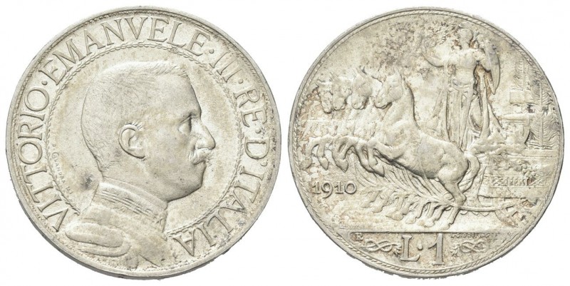 REGNO D’ITALIA
Vittorio Emanuele III, 1900-1943.
Lira 1910 Roma, quadriga velo...