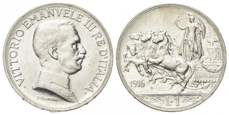 REGNO D’ITALIA
Vittorio Emanuele III, 1900-1943.
Lira 1916 Roma, Quadriga brio...