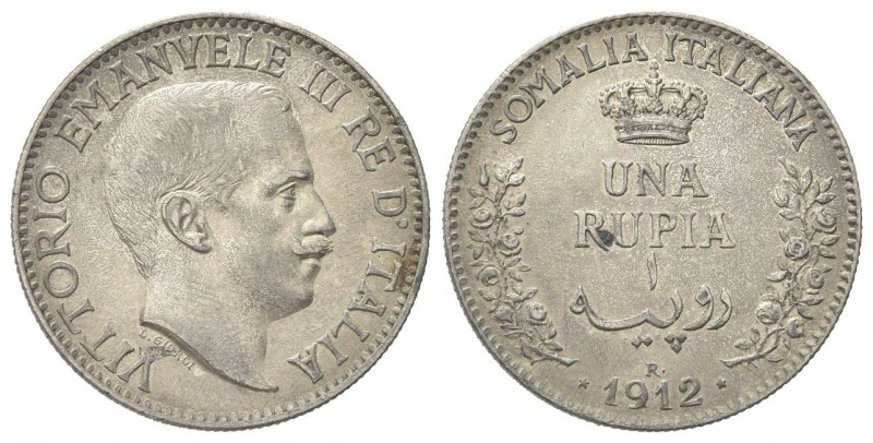 COLONIA SOMALA
Vittorio Emanuele III, 1909-1925.
Rupia 1912 Roma.
Ag
Dr. Tes...