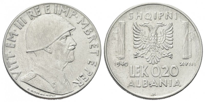 REGNO D’ALBANIA
Vittorio Emanuele III, 1939-1943.
0,20 Lek 1940 a. XVIII Roma....