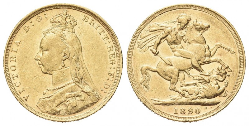 AUSTRALIA
Regina Vittoria, 1837-1901.
Sterlina 1890, zecca di Sydney.
Au
gr....