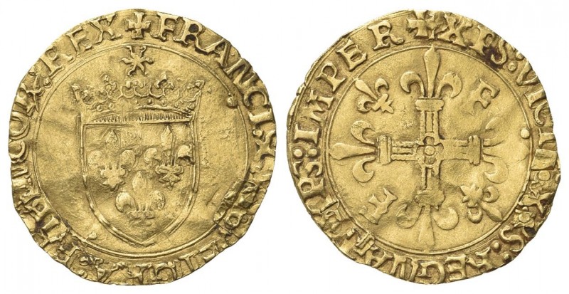 FRANCIA
Francesco I Re di Francia, 1515-1547.
Scudo d’oro.
Ag
gr. 3,37
Dr.s...