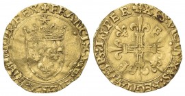 FRANCIA
Francesco I Re di Francia, 1515-1547.
Scudo d’oro.
Ag
gr. 3,37
Dr.stemma di Francia coronato e sormontato da un piccolo sole. 
Rv. croce...