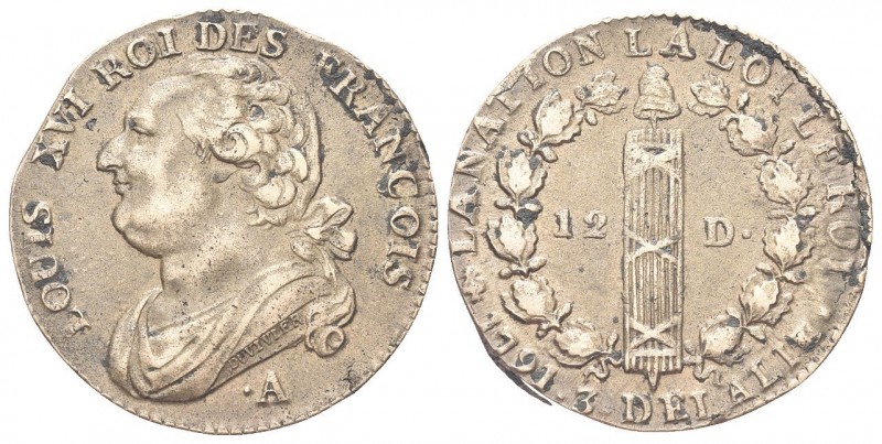 FRANCIA
Luigi XVI di Borbone, Periodo Costituzionale, 1791-1793.
12 Deniers Fr...