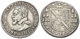 germania
Karl Von Lothringen, 1592-1607.
Strasburgo. 1/4 Taler.
Ag
gr. 7,53
Dr. CAROL D G CARD LOTH EP ARCHENT ET M F T. Busto a s., con tonaca....