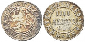 germania
Karl, 1670-1730.
Hessen Kassel. 4 Albus 1681.
Ag
gr. 5,06
Dr. Leone coronato a s.
Rv. IIII / ALBUS. Iscrizione disposta su due righe.
...