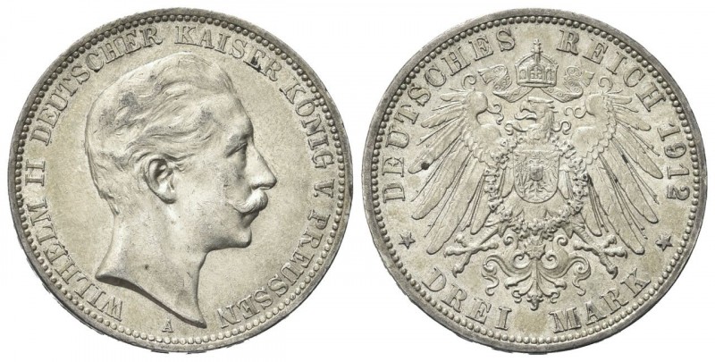 germania
Wilhelm II, 1888-1918.
Prussia. 3 Marchi 1912 A, Berlino.
Au
gr. 16...