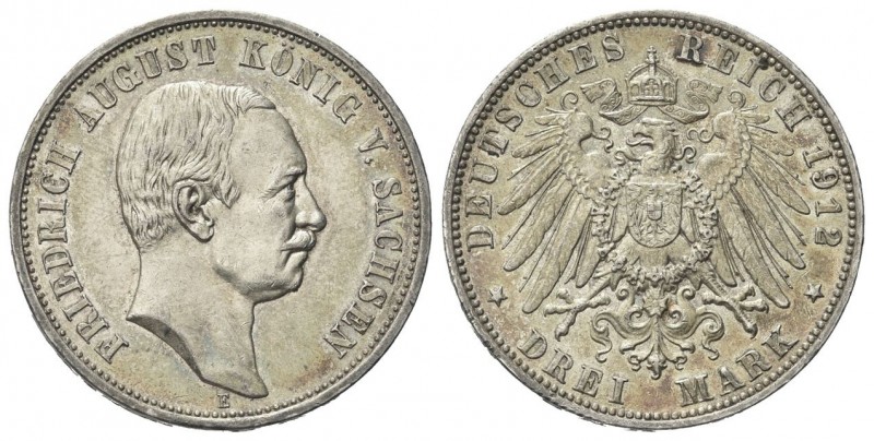 GERMANIA
Friedrich August III, 1904-1918. 
Sassonia. 3 Mark 1912 E.
Ag
gr. 1...