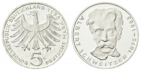 GERMANIA
 Repubblica Democratica Tedesca (RDT), 1948-1989.
5 Marchi 1975, 100mo anniversario della nascita di Albert Schweitzer.
Ag
gr. 11,76
Dr....