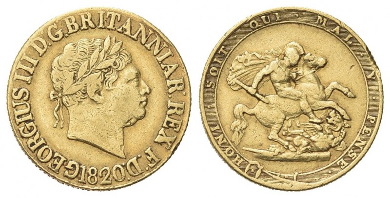 GRAN BRETAGNA
Giorgio III, 1760-1820. 
Sterlina 1820.
Au
gr. 7,96
Dr. Testa...