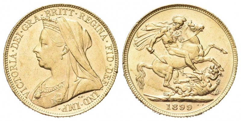 GRAN BRETAGNA
Regina Vittoria, 1837-1901.
Sterlina 1899.
Au
gr. 7,96
Dr. Bu...