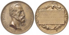 MILANO
Edoardo Porro (ginecologo e accademico), 1842-1902.
Medaglia 1901 opus E. Boninsegna e A. Cappuccio.
Æ
gr. 136,27 mm 67
Dr. EDVARDVS PORRV...