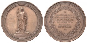 roma
Durante Vittorio Emanuele II, 1861-1878.
Medaglia 1871 opus F. Bianchi.
Æ
gr. 111,50 mm 61,4
Dr. Statua di Minerva elmata stante regge lanci...