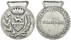 ROMA
AFIS, Amministrazione Fiduciaria Italiana della Somalia, 1950-1960.
Medaglia con cambretta 1950.
Ag
gr. 13,50
Dr. Stemma coronato tra rami d...