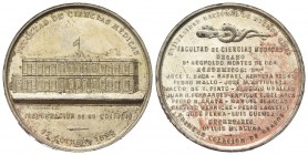 ARGENTINA
Repubblica, dal 1881.
Medaglia 1895
Metallo argentato
gr. 38,86 mm 46
Dr. FACULTAD DE CIENCIAS MEDICAS. Prospetto dell’edificio; BELLAG...