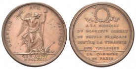 FRANCIA
Prima Repubblica, 1792-1804.
Medaglia 1792 Opus B. Duvivier.
Æ
gr. 32,17 mm 42
Dr. EXEMPLE - AUX - PEUPLES. La Libertà alata, impugna, co...
