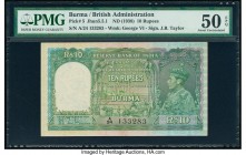Burma Reserve Bank of India 10 Rupees ND (1938) Pick 5 Jhunjhunwalla-Razack 5.5.1 PMG About Uncirculated 50 EPQ. Staple holes at issue.

HID0750124201...