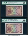 Cambodia Banque Nationale du Cambodge 5 Riels ND (1955) Pick 2 Two Consecutive Examples PMG Choice Uncirculated 64; Choice Uncirculated 64 EPQ. 

HID0...