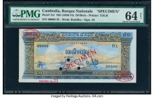 Cambodia Banque Nationale du Cambodge 50 Riels ND (1956-75) Pick 7s1 Specimen PMG Choice Uncirculated 64 Net. Previously mounted, three POCs.

HID0750...