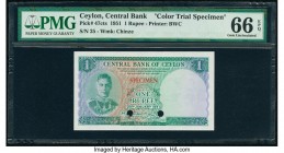 Ceylon Central Bank of Ceylon 1 Rupee 20.1.1951 Pick 47cts Color Trial Specimen PMG Gem Uncirculated 66 EPQ. Two POCs.

HID07501242017

© 2020 Heritag...