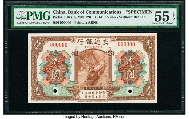 China Bank of Communications 1 Yuan 1914 Pick 116vs S/M#C126 Specimen PMG About ...