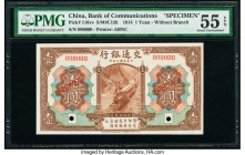 China Bank of Communications 1 Yuan 1914 Pick 116vs S/M#C126 Specimen PMG About Uncirculated 55 EPQ. Two POCs.

HID07501242017

© 2020 Heritage Auctio...