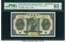 China Bank of Communications, Harbin 1 Yuan 1.12.1920 Pick 128s S/M#C126-140 Specimen PMG Gem Uncirculated 65 EPQ. Two POCs.

HID07501242017

© 2020 H...
