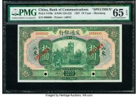 China Bank of Communications, Shantung 10 Yuan 1.11.1927 Pick 147Bs S/M#C126-222 Specimen PMG Gem Uncirculated 65 EPQ. Two POCs.

HID07501242017

© 20...