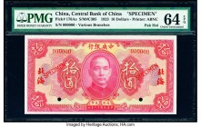 China Central Bank of China, Pak Hoi 10 Dollars 1923 Pick 176As S/M#C305 Specimen PMG Choice Uncirculated 64 EPQ. Two POCs.

HID07501242017

© 2020 He...