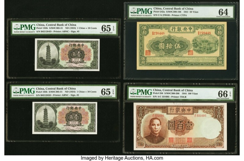 China Central Bank of China 1 Chiao = 10 Cents ND (1924) Pick 193b Two Consecuti...