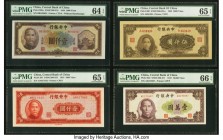China Central Bank of China 1000 (2); 5000; 10,000 Yuan 1944; 1945 (2); 1947 Pick 268a; 287; 306; 322 Four Examples PMG Choice Uncirculated 64 EPQ; Ge...