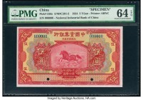 China National Industrial Bank of China 5 Yuan 1924 Pick 526s S/M#C291-2 Specimen PMG Choice Uncirculated 64 EPQ. Two POCs.

HID07501242017

© 2020 He...