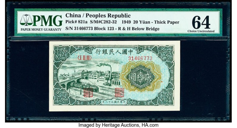 China People's Bank of China 20 Yuan 1949 Pick 821a S/M#C282-32 PMG Choice Uncir...