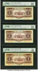 China People's Bank of China 5 Yuan 1956 Pick 872 Three Examples PMG Choice About Unc 58; About Uncirculated 55; Choice Extremely Fine 45. 

HID075012...